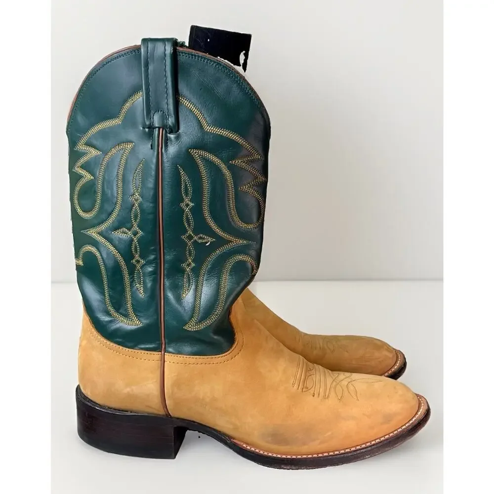 Nocona Handcrafted Western Cowboy Boots Mens Size 8.5 D Brown Tan